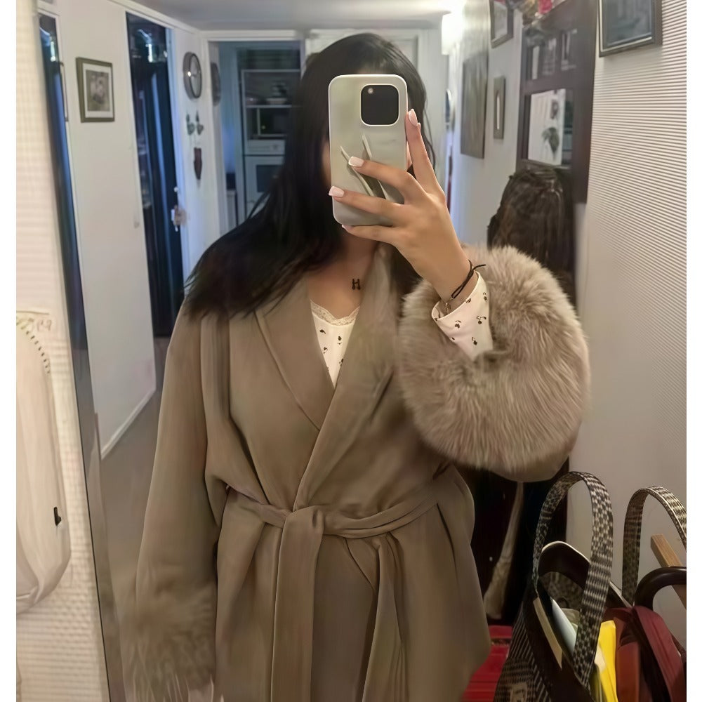 Blanka | Kvinnors Mysig Långärmad Kappa med Bälte