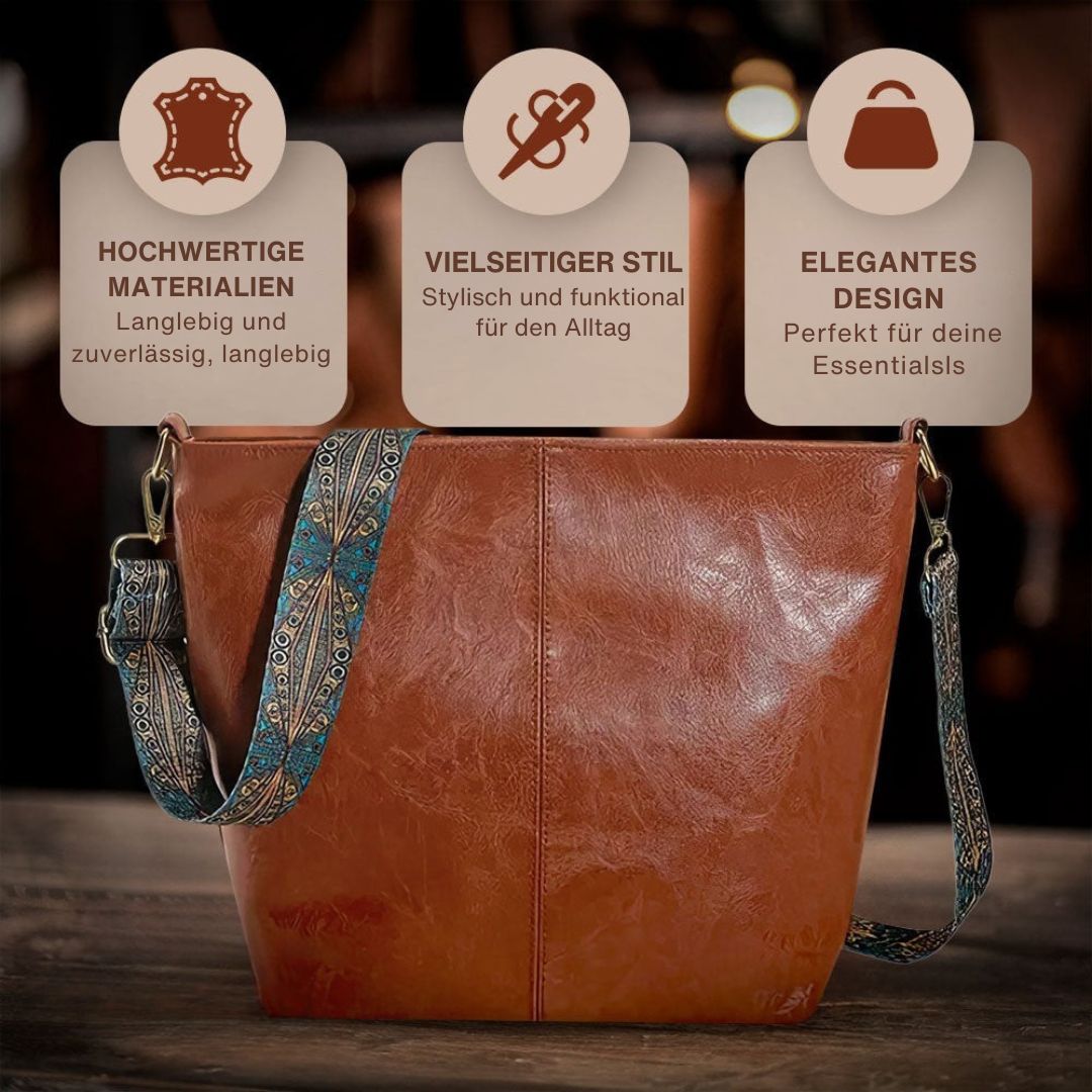 Greta - Vintage axelväska i läder