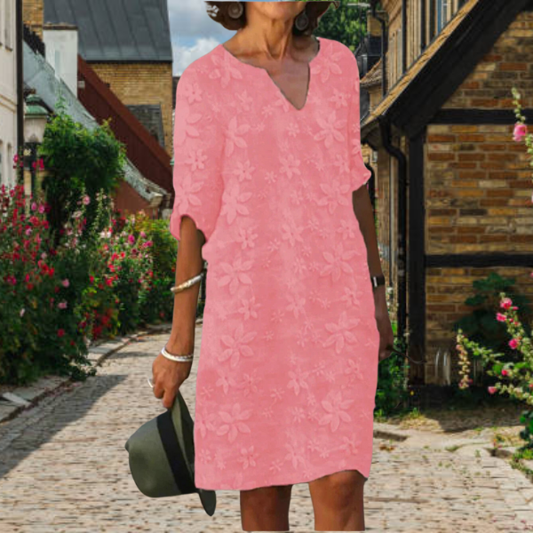 Birgit | Blommig midi-klänning med spets för kvinnor