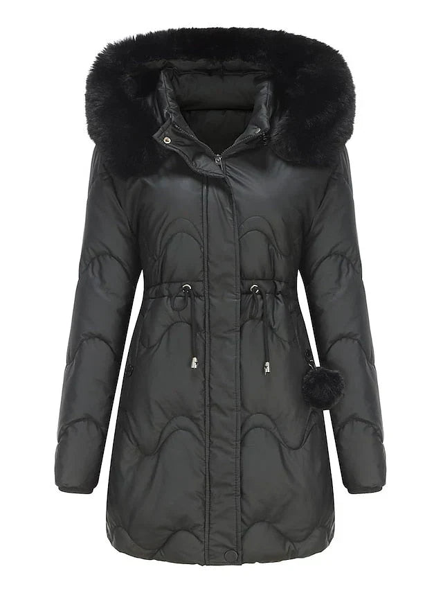 Edith | Damernas Vinter Pufferjacka med Foder och Huva