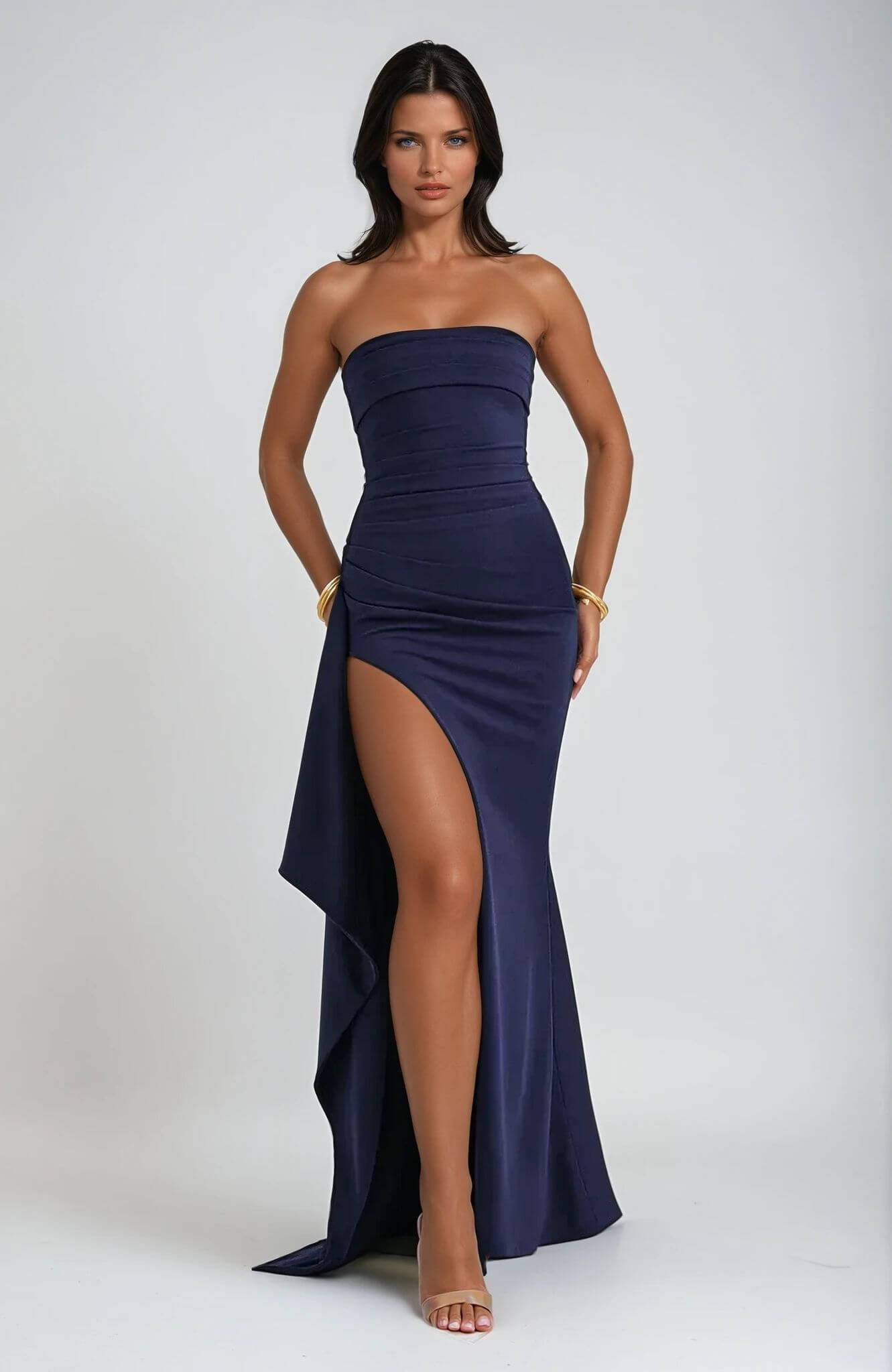 Michella | Kvinnors Off-Shoulder Aftenkjol med Hög Slits